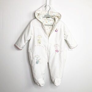 M.MAM.E off-white embroidered baby snowsuit